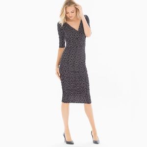 Soma Leota Evelyn Midlength dress long sleeve confetti dot size m black & white